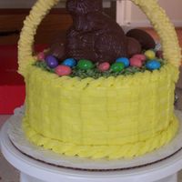 Easter Cake Easter basket cake with coconut grass and white chocolate handle
