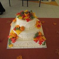 Fall Foliage This cake was covered in buttercream with fondant leaves. Each tier was a different flavour.