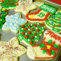 Christmas Cookies Sugar cookies for christmas piped with buttercream frosting.