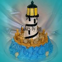Lighthouse I made this cake for my friend's birthday. Lighthouse is rice crispy treats covered in fondant. I had a really hard time with this one...