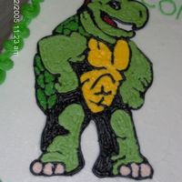 Up Close Of Turtle From Retirement Cake Piping Gel Transfer.