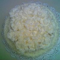 Top Of First Rose Cake Just the top. Looks like a mess. My hand started hurting frommaking the flowers. Need more practice!