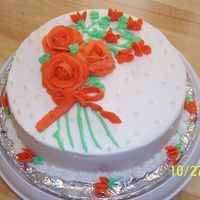 Wilton C 1 final cake. White buttercream with roses