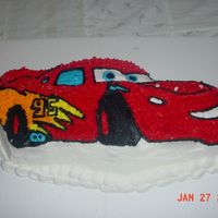 "lightin' Mcqueen" Cake I bought the wilton cake pan, and decorated to the way I thought it should be done. I gave this to a friend for her sons 6th birthday party...