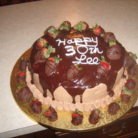 30Th Birthday Chocolate buttercream, chocolate ganache, yellow cake with baviarn filling