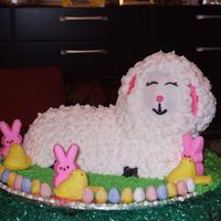 Lamby-Kins Introducing...Lamby-Kins. Lamby-1 fell off the tilted cake platform due to his heavy head. I used buttercream for him. Viva paper towels...