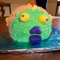 Fish Cake- Front View This was the 'play in' cake for my niece's 1st birthday. The eyes and mouth are made from fondant.