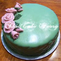 Tru-Green Chocolate cake w/chocolate fudge filling, chocolate buttercream, and completely covered in chocolate fondant.