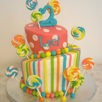 Lollipop Birthday The colors, stripes and polka dots match the design of the little girl's bday outfit. The lollipops and topsy turvy design was...