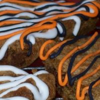 Chocolate Chip Pan Cookies Had some left over from bouquets so I cut them into circles and squares and drizzled Antonia's over the tops. This will fall off......