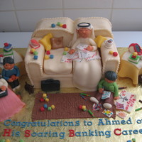 Tired Out Celebration cake for a promotion for a local banker! First red velvet. Lady very clear about all the little 'bits' she wanted on...