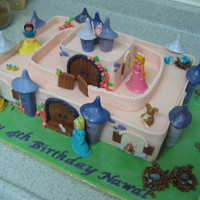 Princess Castle 4 Disney Princesses in their castle. A variation on a Debbie Brown caslte design. Vanilla sponge and MMF