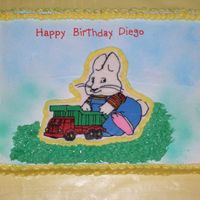 Max From Nickelodeons' Max & Ruby lemon/lime cake with pineapple filling and whipped cream frosting. bct of Max.
