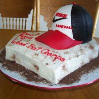 Baseball Diamond With Cap Baseball diamond was chocolate with bc. Cap was white cake with fondant. I made it for my 8 year olds baseball team....everyone loved it....