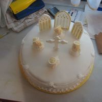 Angels For A Little Angel This cake was made for a christening of a little girl. All fondant decorations.Thanks Torki for the idea for the beautiful angels.