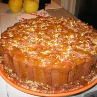 Chocolate Pecan Cake chocolate cake with chocolate buttercream. Homemade caramel with pecans sprinkled on top