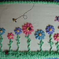 Spring Birthday Cake Piped buttercream flowers & insects