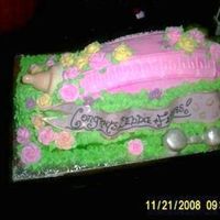 Sisters Baby Shower Cake this was for my sisters baby shower. the nipple, banner and rattle are fondant.