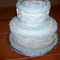 Two Tiered Birthday Cake This was my first stacked cake. It was a white cake with Buttercream Icing. I will keep practicing b/c it didn't come out quite like I...