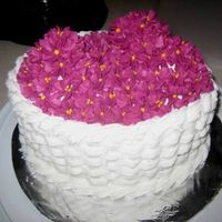 Basket Of Flowers Made this for my mother in law's birthday. Did the basketweave and then took a 2B tip and put flowers all over. Went back with a 2 tip...