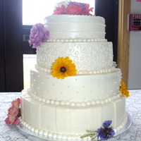 4 Tier With Bright Flowers 