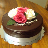Chocolate With Fresh Roses 