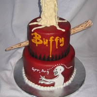 Buffy The Vampire Cake A friend wanted a cake he had seen on another website... My air compressor died getting this cake red enough!