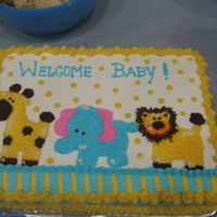 Baby Shower All buttercream...Same animals that were on the napkin. I do simple decorating with made from scratch pound cake.