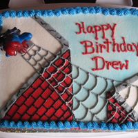 Spiderman Pound cake with buttercream icing for my grandson's 4th birthday. Thanks to Lisalou and deniseniece for there inspiritions.
