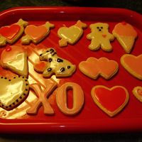 Valentine Cookies Practice cookies using the Wilton sugar cookie recipe and the Poured cookie icing