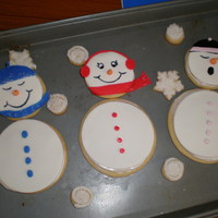 Snowmen trying to use scrap fondant and also make cookies for the neighbors and teachers