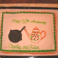 Anniversary This was for my hubby's great Aunt and Uncle. He collects iron skillets and she collects teapots. My writing looks terrible, it is not...