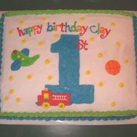 Fun At One This is my son's 1st b-day cake! Design is copied from his party napkins and plates.
