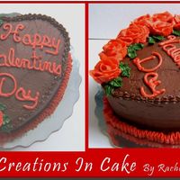 Valentine's Day Cake Chocolate Cake with Chocolate/Raspberry Filling and Chcolate Buttercream Icing. Everything is buttercream.