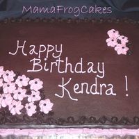 Pink Flower Birthday Cake My friend said she wanted something simple for her supervisors birthday. Chocolate fudge cake with dark chocolate buttercream. Pink drop...