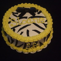 Sloane's 16 Buttercream icing w/black fondant zebra stripes & bow