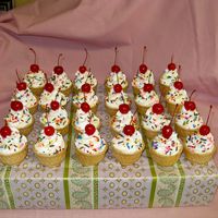 Ice Cream Cone Cupcakes These are ice cream cone cupcakes. The "swirl" is buttercream frosting using a tip 1M swirl.... i dried the cherries w/ a paper...