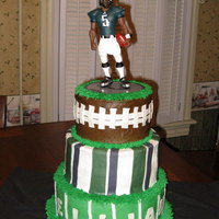 Philadelphia Eagles Football 3 Tiered Cake Made this Philadelphia Eagles Donovan McNabb cake for my son's 6th birthday. This was my first stacked/tiered cake! second time...
