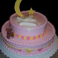 Pink Cake this was a cake i made for my cuzins baby shower its all b/c with some fondant for decorations the teddy bear is also fondant hope u enjoy...