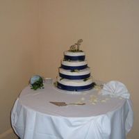 Lime, Mint & Blueberry Cake This was my first wedding cake. It's a lime chiffon cake with lime, mint and blueberry accents and also blue ribbon. The icing is cool...