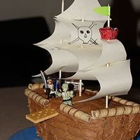 Pirate Ship Cake I made this cake for my sisters bithday, it was a chocolate cake with mocha icing.