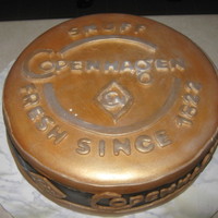 Copenhagen Can 10 in round cake with fondant decorations.