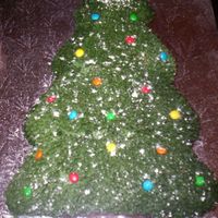 Christmas Tree With Snow Wilton Christmas tree pan. Covered with leaf tip and mini M & M's with snow (icing sugar)