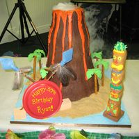 Big Kahuna Volcano Cake Whew. This was my last big cake before going into semi-retirement to have my baby last year. The cake is on a 21"x21" plywood...