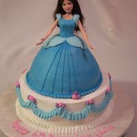 Cinderella Doll Cake My first wonder mold/doll cake, using a real Barbie chosen by the child - she wanted Cinderella to be a brunette like her.