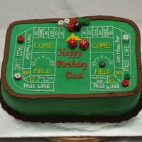 Craps Cake All buttercream with fondant dice and poker chips.