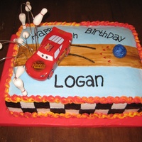 Bowling Lightning Mcqueen My son's 5th b-day party was at a bowling alley, and he designed the entire cake. He told me what he wanted, and I did my best to...