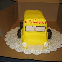 School Bus I made this for a childs first day riding the bus. It is was made with a loaf pan and the front end is a twinkie. The windows our half...