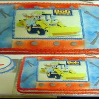 Bob The Builder W/ Smash Cake White cake with strawbery filling, bob the builder edible sheet, mmf screw head and tools.