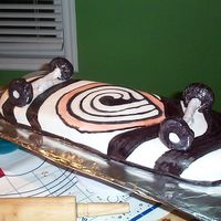 Skateboard Cake painted fondant over buttercream